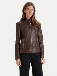 Guess Kurtka z imitacji skóry W6RL52 WL850 Brązowy Regular Fit. Brązowe kurtki damskie Guess, xxl, z aplikacjami, ze skóry, bez kaptura. Za 499.99 zł.