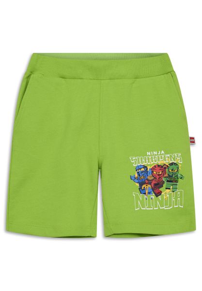 Spodenki Chłopięce LEGO Ninjago Pino300 Limonkowe. Zielone szorty dla chłopców LEGO, bez wzorów, z dresówki, wakacyjne. Za 79.99 zł.