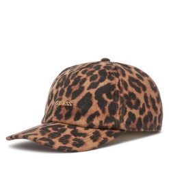 Czapka z daszkiem Guess. Brązowe czapki i kapelusze damskie Guess, z aplikacjami. Za 194.99 zł.