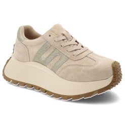 Sneakersy damskie Filippo, wykonane ze skóry naturalnej miękka i elastyczna cholewka klasyczny sznurowany fason, beżowe, DP7511/26 BE. Brązowe półbuty damskie Filippo, bez wzorów, ze skóry, eleganckie, bez obcasa, bez zapięcia. Za 195.90 zł.