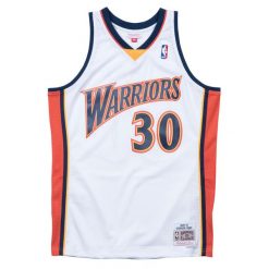 Koszulka Nba Golden State Warriors Stephen Curry. Białe koszulki sportowe męskie Mitchell & Ness, bez wzorów, bez kołnierzyka, bez ramiączek, do koszykówki. W wyprzedaży za 421.50 zł.