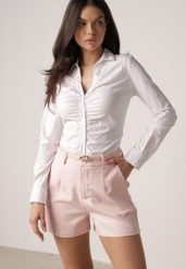 Różowe Eleganckie Szorty z Wysokim Stanem i Wąskim Paskiem z Klamrą Rissarah. Czerwone szorty damskie Born2be, l, bez wzorów, eleganckie, z podwyższonym stanem. Za 109.99 zł.