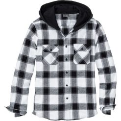 Koszula flanelowa z kapturem Slim Fit bonprix czarno-biały w kratę. Koszule męskie marki Giacomo Conti. Za 89.99 zł.