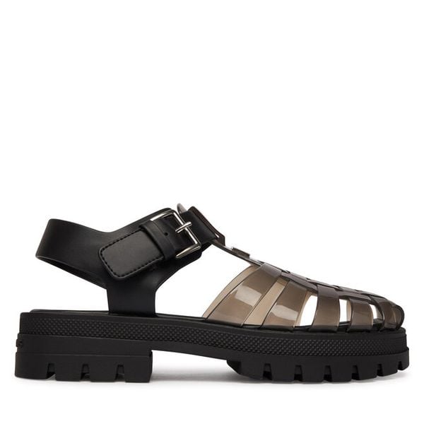 Sandały Tommy Jeans. Czarne sandały damskie Tommy Jeans, bez wzorów, z jeansu, bez obcasa, na płaskiej podeszwie, bez zapięcia. Za 238.99 zł.
