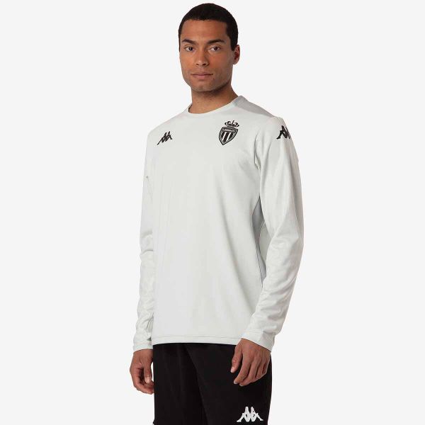 Bluza AS Monaco Aldren Pro 8 2024/25. Szare bluzy męskie Kappa, bez wzorów, bez kaptura, do piłki nożnej. W wyprzedaży za 177.50 zł.