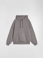Bluza z kapturem comfort fit z domieszką bawełny - szary. Szare bluzy męskie Sinsay, l, bez wzorów, z bawełny, z kapturem. Za 39.99 zł.