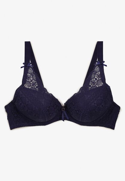 Granatowy Biustonosz z Efektem Push Up Quinata. Niebieskie biustonosze Renee, bez wzorów. Za 34.99 zł.