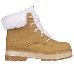 Dziewczęce buty zimowe Skechers Street Glitz. Brązowe buty zimowe dziewczęce Skechers, bez wzorów, bez zapięcia. Za 199.99 zł.