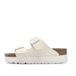 Klapki damskie Birkenstock Arizona Flex. Brązowe klapki damskie Birkenstock, bez wzorów, z materiału, bez obcasa. Za 332.10 zł.