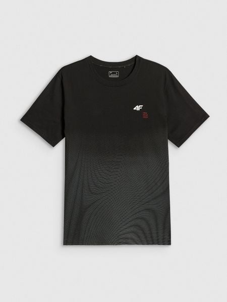 4F T-shirt regular z nadrukiem męski - czarny XXL. Czarne koszulki sportowe męskie 4f, m, bez wzorów, z materiału, bez kołnierzyka, bez ramiączek, na fitness i siłownię. Za 89.99 zł.
