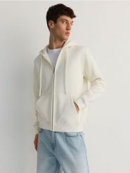 Bluza z kapturem - złamana biel. Bluzy męskie Reserved, l, bez wzorów, z bawełny, z kapturem. Za 149.99 zł.