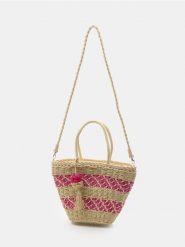 Pleciona torba shopper na ramię z chwostem - kremowy. Białe torby na ramię damskie Sinsay, bez wzorów, bez dodatków. Za 59.99 zł.