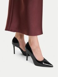 DeeZee Szpilki CEO-WSS21798-01 Czarny. Czarne szpilki damskie DeeZee, bez wzorów, ze skóry, bez obcasa, bez zapięcia. Za 139.99 zł.