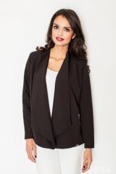 Stylowy Żakiet z Wolnymi Połami - Czarny. Czarne żakiety damskie Figl, m, bez wzorów, z materiału, eleganckie. Za 239.00 zł.