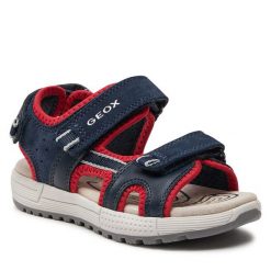 Sandały Geox. Niebieskie sandały chłopięce Geox, bez zapięcia. Za 159.99 zł.