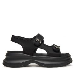 Sandały Juicy Couture. Czarne sandały damskie Juicy Couture, bez wzorów, bez obcasa, na płaskiej podeszwie, bez zapięcia. Za 249.99 zł.
