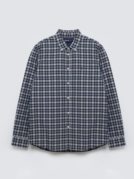 Koszula męska bawełniana w kratę granatowa Gibbineros 402. Niebieskie koszule męskie Big Star, l, bez wzorów, z bawełny, klasyczne, bez kołnierzyka, bez ramiączek. Za 229.99 zł.