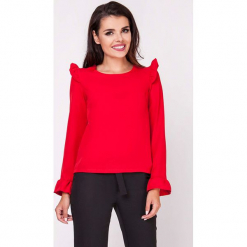 Bluzka w kolorze czerwonym. Czerwone bluzki damskie Moda w jesiennych kolorach, z dekoltem na plecach, z długim rękawem. W wyprzedaży za 59.95 zł.