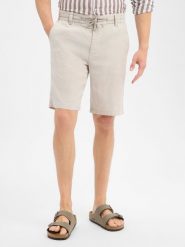BOSS Orange Bermudy z zawartością lnu - Chino_Tapered_DS_3S Mężczyźni beżowy, 30. Brązowe szorty męskie Boss Orange, m, bez wzorów, klasyczne. Za 429.95 zł.