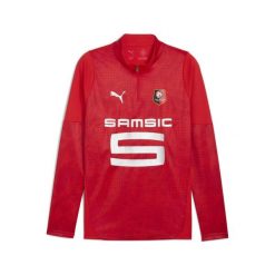 Męska bluza treningowa z zamkiem 1/4 Stade Rennais F.C. PUMA Red Silver Metallic. Czerwone koszulki sportowe męskie Puma, l, bez wzorów, bez kołnierzyka, bez ramiączek, do piłki nożnej. Za 329.00 zł.