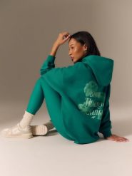 4F Bluza dresowa loose z kapturem damska - zielona S. Zielone bluzy damskie 4f, s, bez wzorów, z dresówki, z kapturem. Za 189.99 zł.