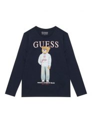 Guess Bluzka L6YI20 K3752 Granatowy Regular Fit. Niebieskie t-shirty dla chłopców Guess, z aplikacjami, z bawełny, bez ramiączek. Za 114.99 zł.