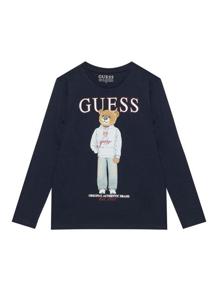 Guess Bluzka L6YI20 K3752 Granatowy Regular Fit. Niebieskie koszule dla chłopców Guess, z aplikacjami, bez kołnierzyka, bez ramiączek. Za 114.99 zł.