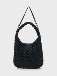 Pikowana torebka hobo - czarny. Czarne torebki do ręki damskie Sinsay, bez wzorów, pikowane, bez dodatków. Za 59.99 zł.