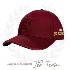 Czapka z daszkiem do jazdy konnej JD ATTACK Team. Czerwone czapki i kapelusze damskie JD ATTACK, bez wzorów, sportowe. Za 109.00 zł.