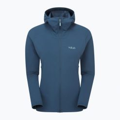 Kurtka softshell damska Rab Borealis Hoody. Niebieskie kurtki damskie RAB, bez wzorów, z softshellu, bez kaptura, trekkingowe. Za 459.99 zł.