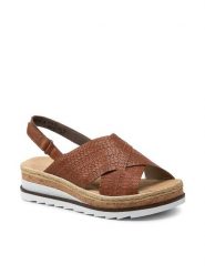 Rieker Espadryle V79B4-25A Brązowy. Brązowe espadryle damskie Rieker, bez wzorów, ze skóry, bez obcasa, bez zapięcia. Za 199.99 zł.
