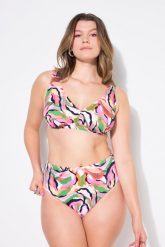 Damskie Figi od bikini figi krój z wysokim stanem kolorowy nadruk. Białe bikini damskie Ulla Popken, plus size, bez wzorów, plus size. Za 91.99 zł.