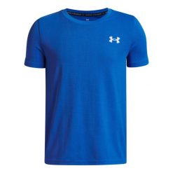 Koszulka dla dzieci Under Armour Vanish. Niebieskie t-shirty dla chłopców Under Armour, bez wzorów, z materiału, bez ramiączek. Za 191.00 zł.