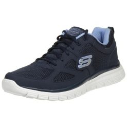 Buty do chodzenia męskie, Skechers Burns Agoura. Niebieskie buty sportowe męskie Skechers, bez zapięcia, na fitness i siłownię. Za 219.99 zł.