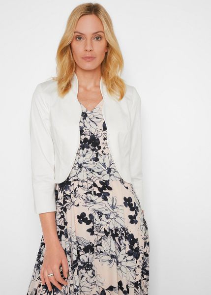 Bolerko z delikatnej bawełny. Białe żakiety damskie bonprix, bez wzorów, z bawełny, eleganckie. Za 149.99 zł.