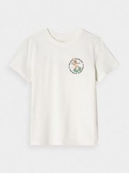 4F T-shirt regular z nadrukiem chłopięcy - biały 152 (11-12 lat). Białe t-shirty dla chłopców 4f, bez wzorów, z bawełny, bez ramiączek. W wyprzedaży za 19.99 zł.