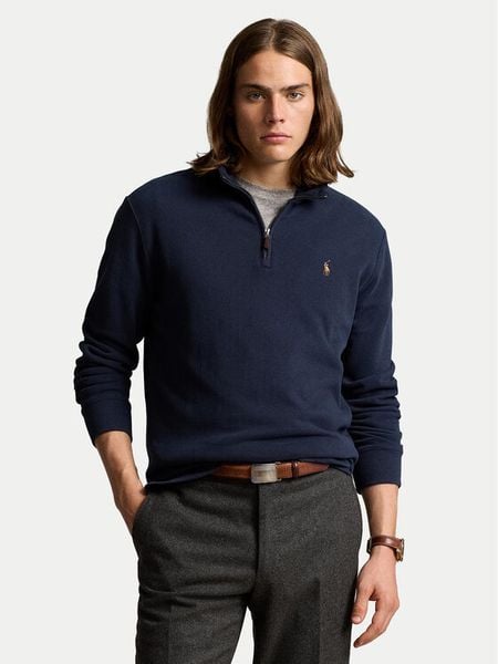 Polo Ralph Lauren Bluza Lsl 710671929029 Granatowy Regular Fit. Niebieskie bluzy męskie Polo Ralph Lauren, l, bez wzorów, z bawełny, bez kaptura. Za 609.99 zł.