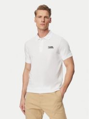KARL LAGERFELD Polo 745780 500235 Biały Regular Fit. Białe koszulki polo męskie KARL LAGERFELD, m, bez wzorów, z bawełny, bez ramiączek. Za 299.99 zł.