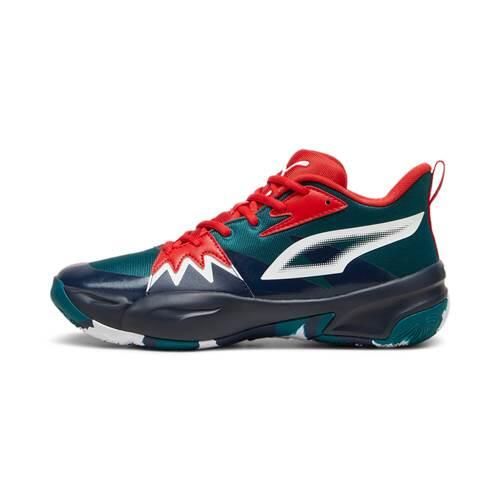 Buty koszykarskie męskie Puma Genetics Mid. Niebieskie buty sportowe męskie Puma, z materiału, bez zapięcia, do koszykówki. Za 309.99 zł.