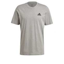 Koszulka adidas Essentials Embroidered Small Logo. Szare koszulki sportowe męskie Adidas, s, bez wzorów, z bawełny, bez kołnierzyka, bez ramiączek, na fitness i siłownię. Za 85.99 zł.