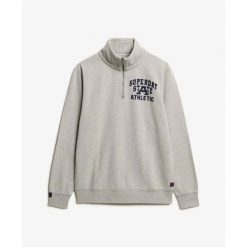 Sweter z zamkiem błyskawicznym Superdry Vintage Athletic. Szare swetry przez głowę męskie Superdry., m, bez wzorów, z polaru, bez kołnierzyka. Za 370.70 zł.