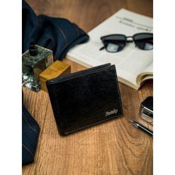 Portfel męski czarny Rovicky N992-VT-R8 BLACK. Czarne portfele męskie ROVICKY, bez wzorów. Za 80.00 zł.