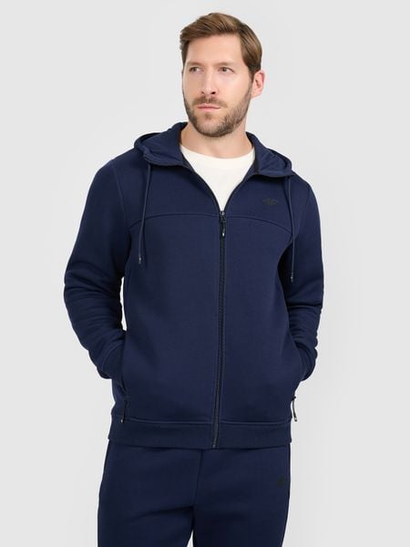 4F Bluza dresowa rozpinana z kapturem męska - granatowa XL. Niebieskie bluzy męskie 4f, m, bez wzorów, z dresówki, z kapturem. Za 179.99 zł.