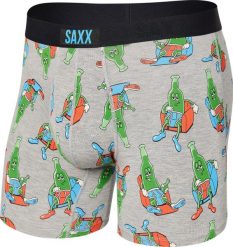 SAXX Bokserki męskie SAXX VIBE BOXER BRIEF PANTS DRUNK- GREY HEATHER M. Brązowe bokserki męskie Saxx, m, bez wzorów. Za 103.99 zł.