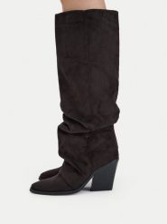 DeeZee Kozaki CEO-WS25288-01 Brązowy. Brązowe kozaki damskie DeeZee, z materiału, bez obcasa, na słupku. Za 249.99 zł.