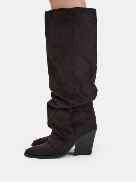 DeeZee Kozaki CEO-WS25288-01 Brązowy ciemny. Brązowe kozaki damskie DeeZee, z materiału, bez obcasa, na słupku. Za 249.99 zł.