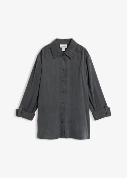 Bluzka koszulowa z lejącego materiału cupro. Czerwone bluzki damskie bonprix, bez wzorów, z wiskozy, bez kołnierzyka, bez ramiączek. Za 229.99 zł.