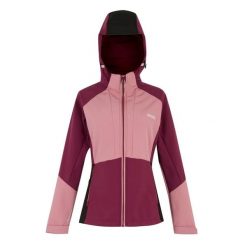 Damska wodoodporna kurtka z kapturem Regatta Desoto. Fioletowe bluzy sportowe damskie Regatta, bez wzorów, z kapturem, trekkingowe. Za 299.99 zł.