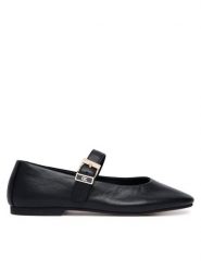 Tommy Hilfiger Baleriny Buckle Leather Ballerina FW0FW09684 Czarny. Czarne baleriny damskie Tommy Hilfiger, bez wzorów, ze skóry, bez obcasa. Za 529.99 zł.