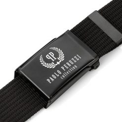 Pasek parciany PAOLO PERUZZI PW-12-95 cm czarny. Czarne paski damskie Paolo Peruzzi, bez wzorów, z materiału. Za 33.25 zł.